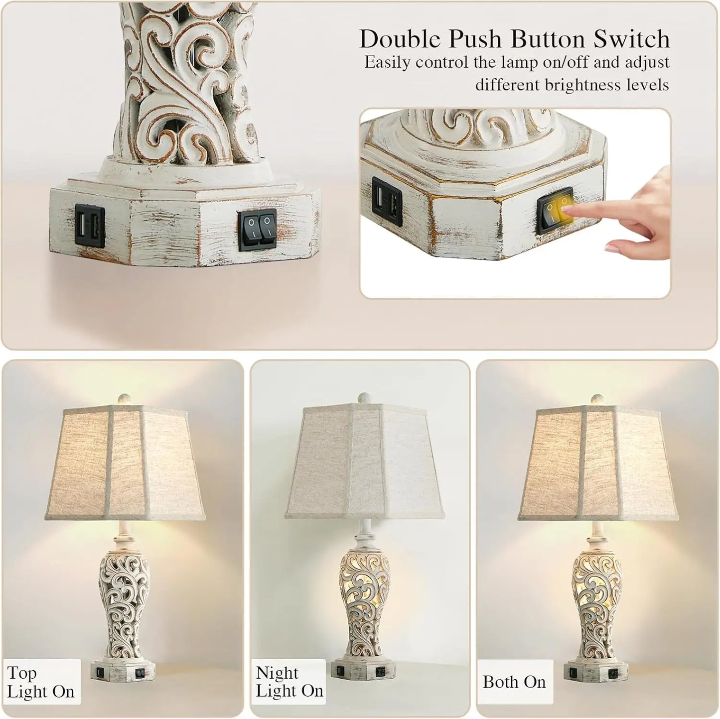 Farmhouse Table Lamps Set of 2