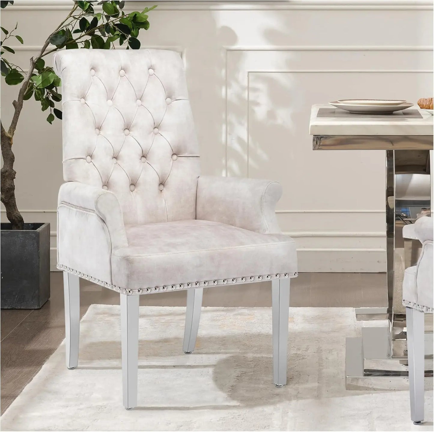 Upholstered Fabric Accent Dining Chair