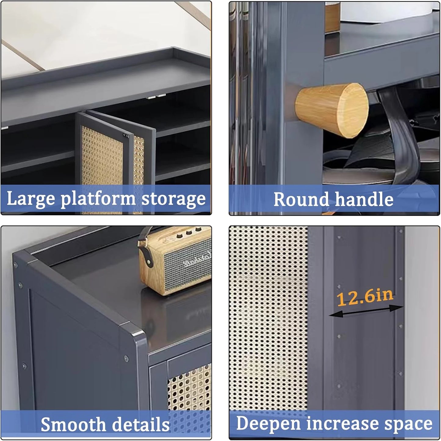 Bamboo Shoe Storage Cabinet with Doors