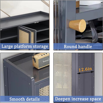 Bamboo Shoe Storage Cabinet with Doors