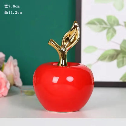 Creative Apple Decorative Items Gilded Ceramic Fruit Craft Living Room Office Desk Apple Sculpture Decorative Items Home Decor