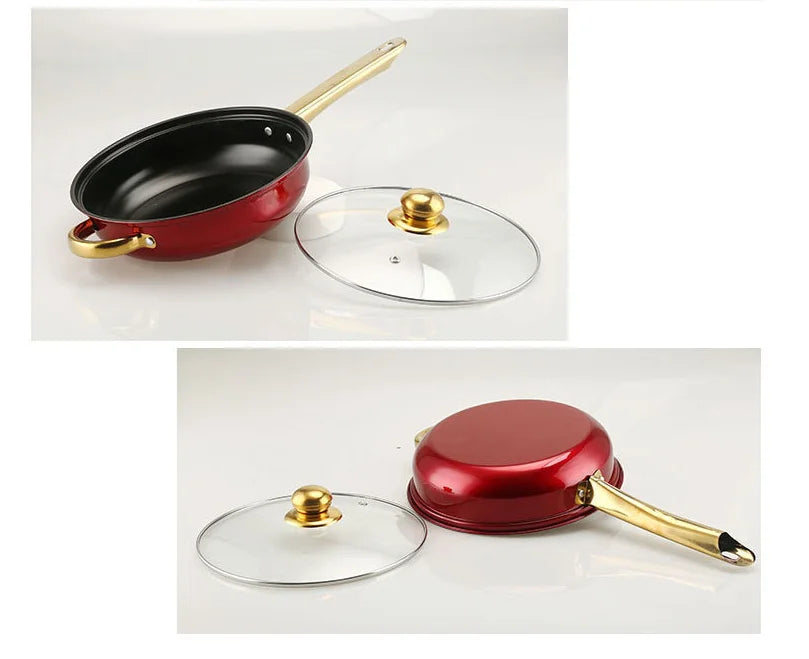 12PCS Red Stainless Steel Cookware