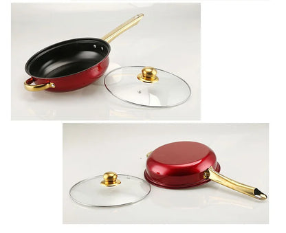 12PCS Red Stainless Steel Cookware