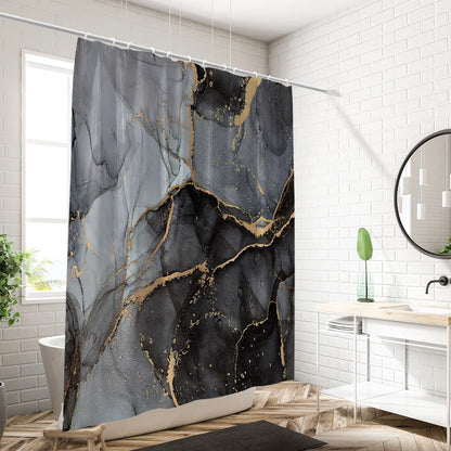 Black Marble Shower Curtain