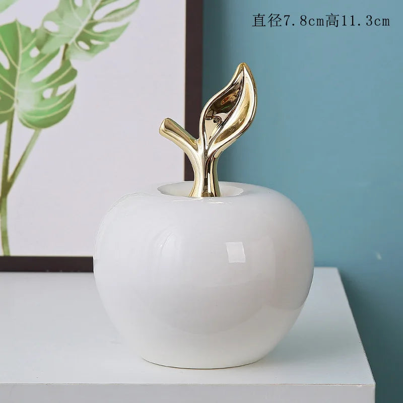 Creative Apple Decorative Items Gilded Ceramic Fruit Craft Living Room Office Desk Apple Sculpture Decorative Items Home Decor