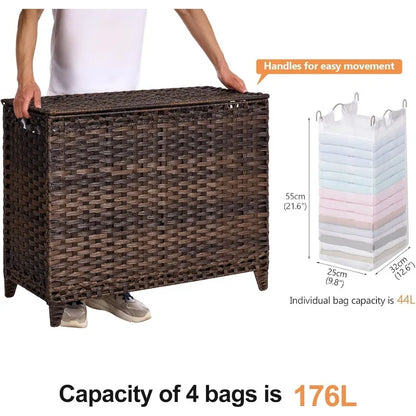 Laundry Hamper with 4 Removable Liner Bags