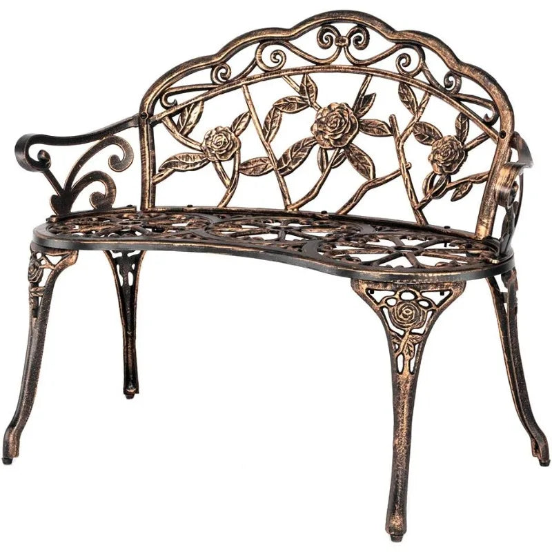 Outdoor Metal Rose Bench