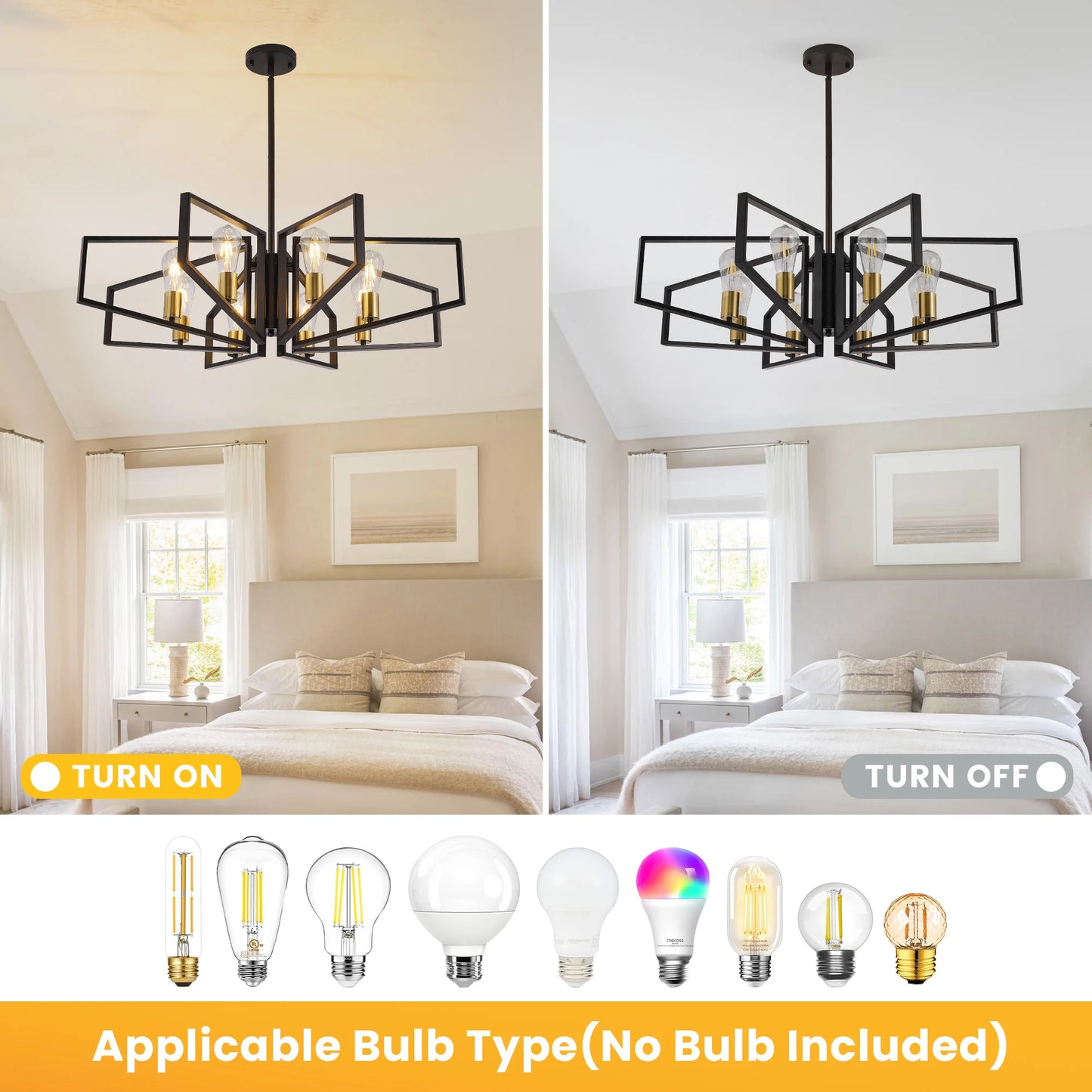 Modern 8-Light Geometric Chandelier
