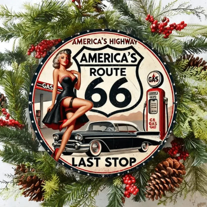 Route 66 Metal Sign Vintage