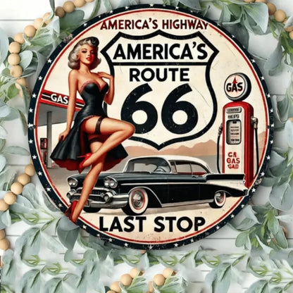 Route 66 Metal Sign Vintage