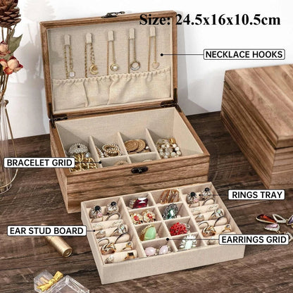 Vintage Jewelry Box Solid Wood Containers