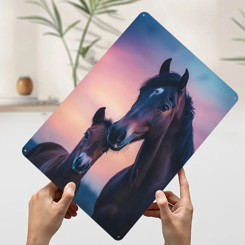Horse and Foal At Sunset Metal