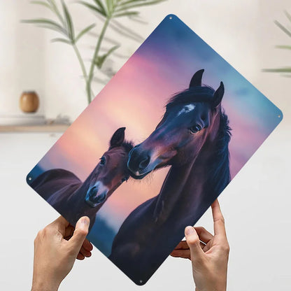 Horse and Foal At Sunset Metal