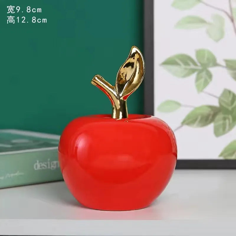 Creative Apple Decorative Items Gilded Ceramic Fruit Craft Living Room Office Desk Apple Sculpture Decorative Items Home Decor