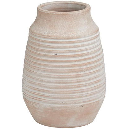 Ceramic- Pink Ribbed Flower Vase