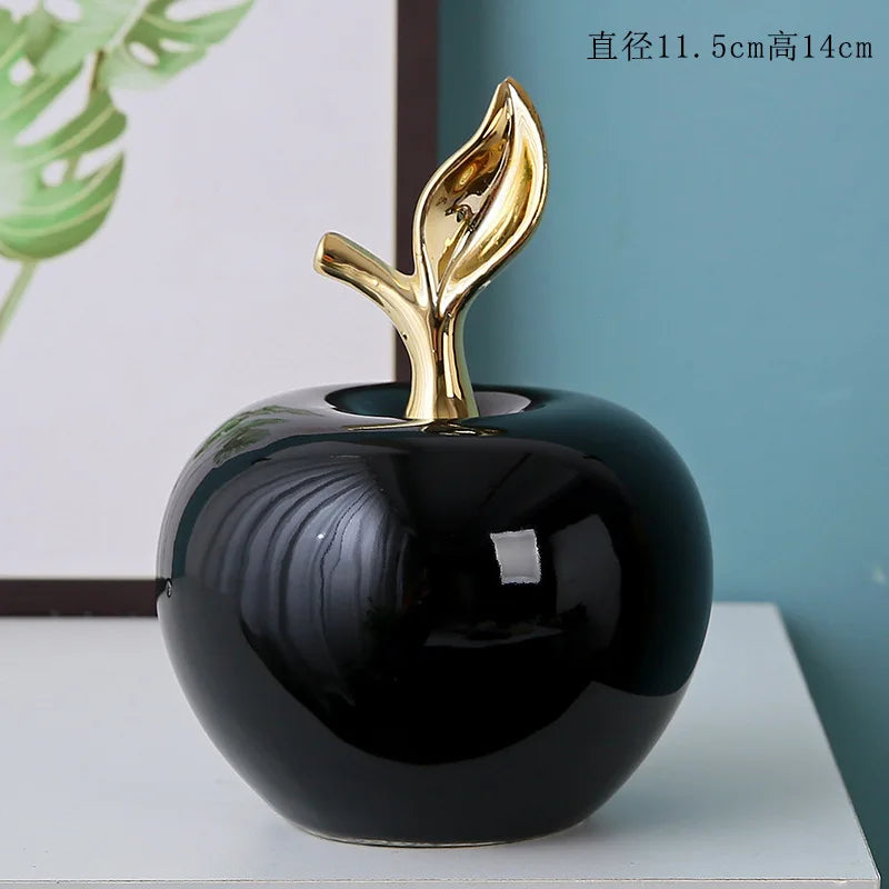 Creative Apple Decorative Items Gilded Ceramic Fruit Craft Living Room Office Desk Apple Sculpture Decorative Items Home Decor