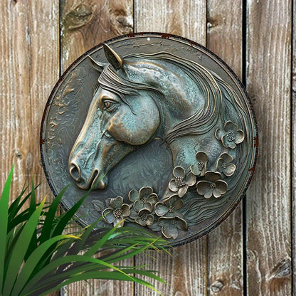 Funny Smiling Horse 2D Round Aluminum Sign