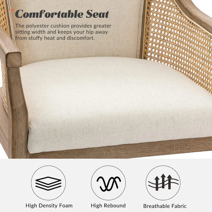 Rattan Desk Chair, Upholstered