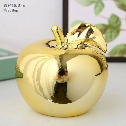 Creative Apple Decorative Items Gilded Ceramic Fruit Craft Living Room Office Desk Apple Sculpture Decorative Items Home Decor