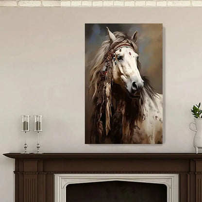 Framed Rustic War Horse Canvas