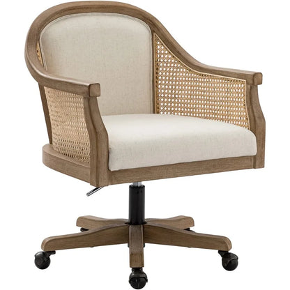 Rattan Desk Chair, Upholstered