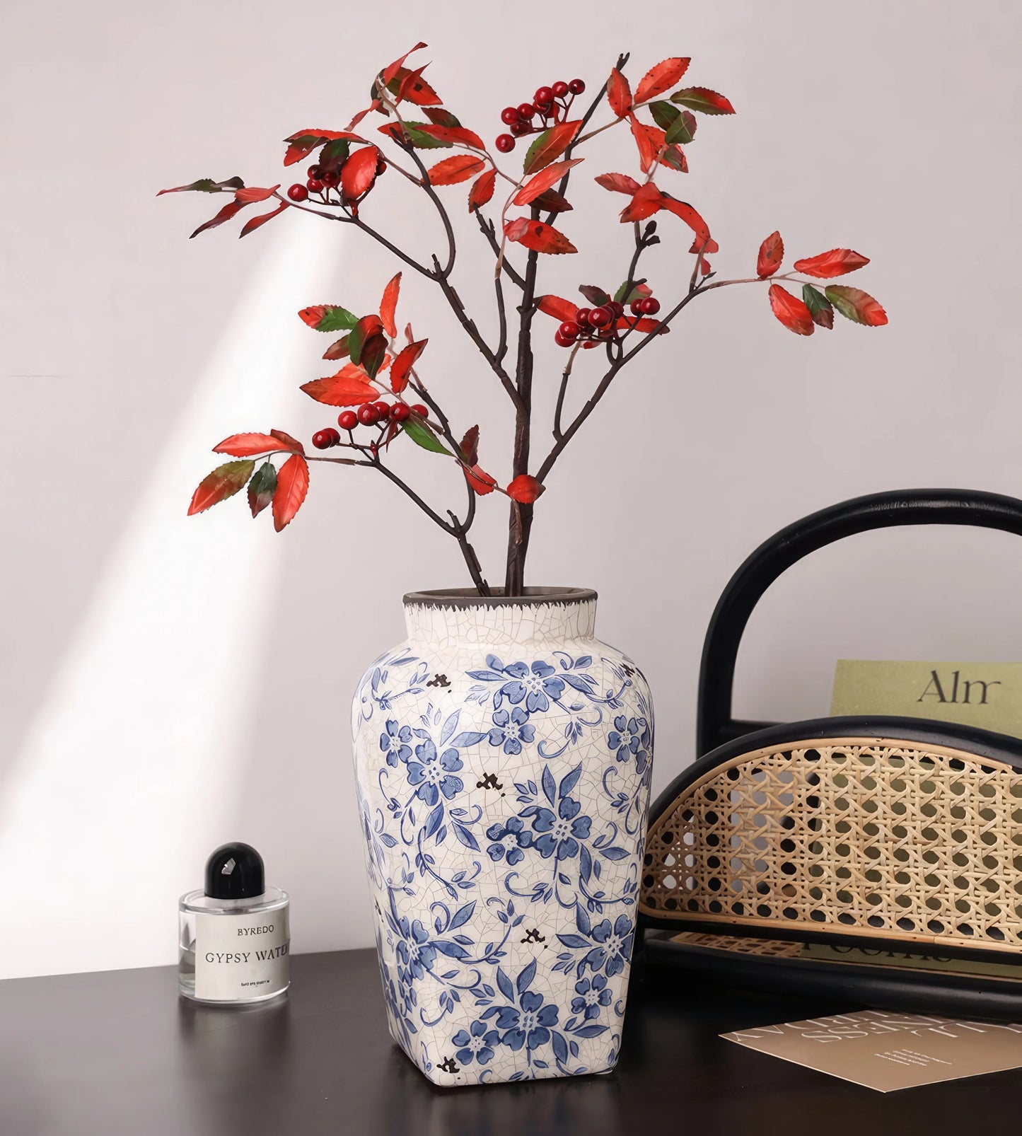 Vintage Ice Crackle Blue Flower Vase