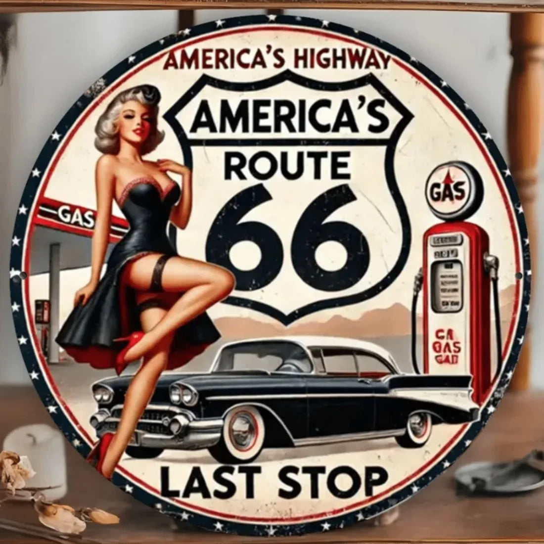 Route 66 Metal Sign Vintage
