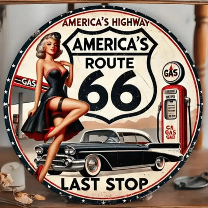 Route 66 Metal Sign Vintage