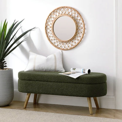 43.8" Boucle Storage Ottoman Bench