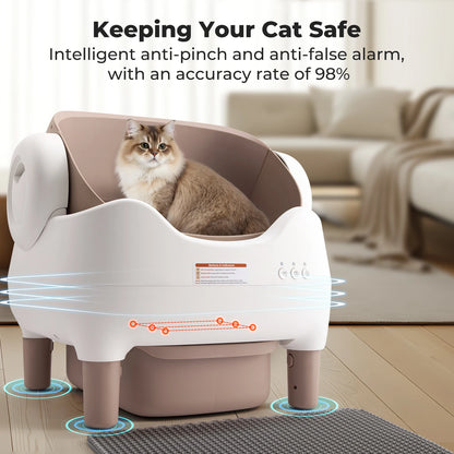 Self Cleaning Litter Box, Automatic Cat Litter Box with APP Control, Odor-Free  Large Waste Bin, Open-Top for Multi Cats
