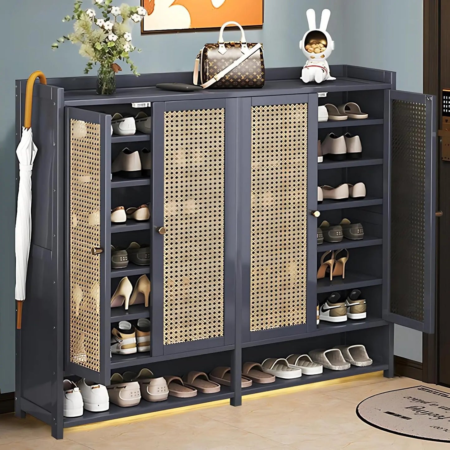 Bamboo Shoe Storage Cabinet with Doors
