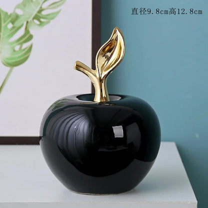 Creative Apple Decorative Items Gilded Ceramic Fruit Craft Living Room Office Desk Apple Sculpture Decorative Items Home Decor