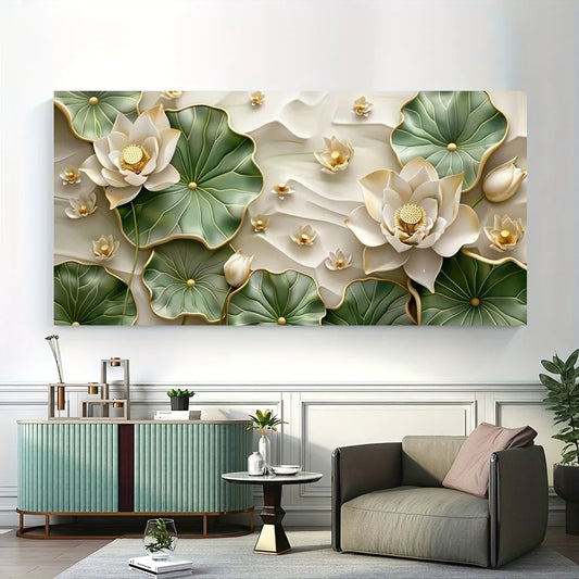 Modern abstract lotus leaf canvas art