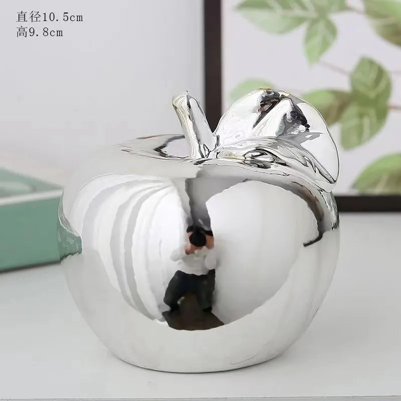 Creative Apple Decorative Items Gilded Ceramic Fruit Craft Living Room Office Desk Apple Sculpture Decorative Items Home Decor
