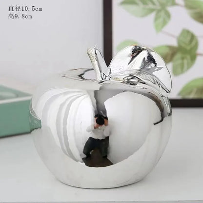 Creative Apple Decorative Items Gilded Ceramic Fruit Craft Living Room Office Desk Apple Sculpture Decorative Items Home Decor