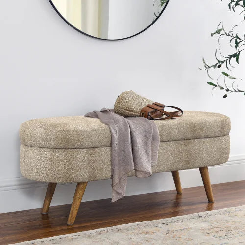 43.8" Boucle Storage Ottoman Bench