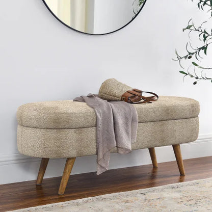 43.8" Boucle Storage Ottoman Bench