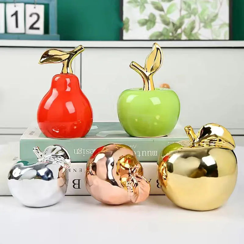 Creative Apple Decorative Items Gilded Ceramic Fruit Craft Living Room Office Desk Apple Sculpture Decorative Items Home Decor