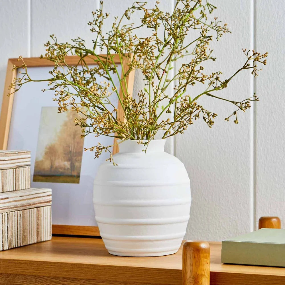 Textured Ribbed Ceramic Vase