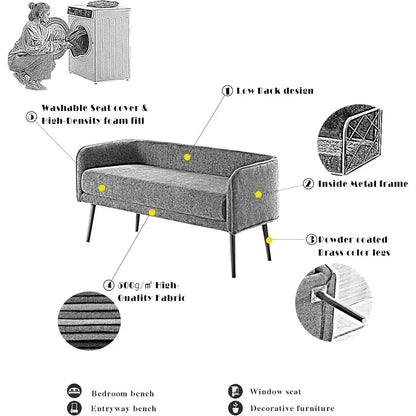 Bedroom Bench with Low Back