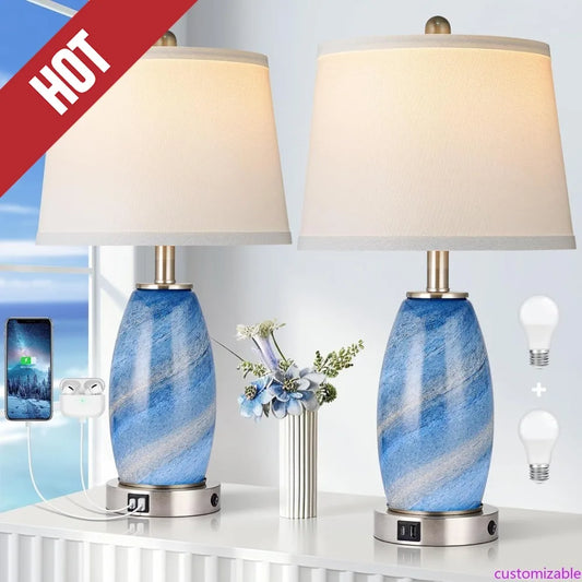 Blue Lamps Set Of 2