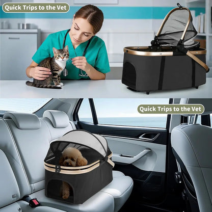 Foldable Double Pet Stroller for Dogs & Cats