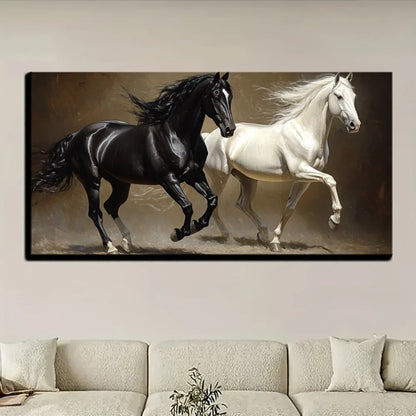 Horse running canvas painting wood frame