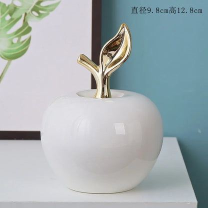 Creative Apple Decorative Items Gilded Ceramic Fruit Craft Living Room Office Desk Apple Sculpture Decorative Items Home Decor