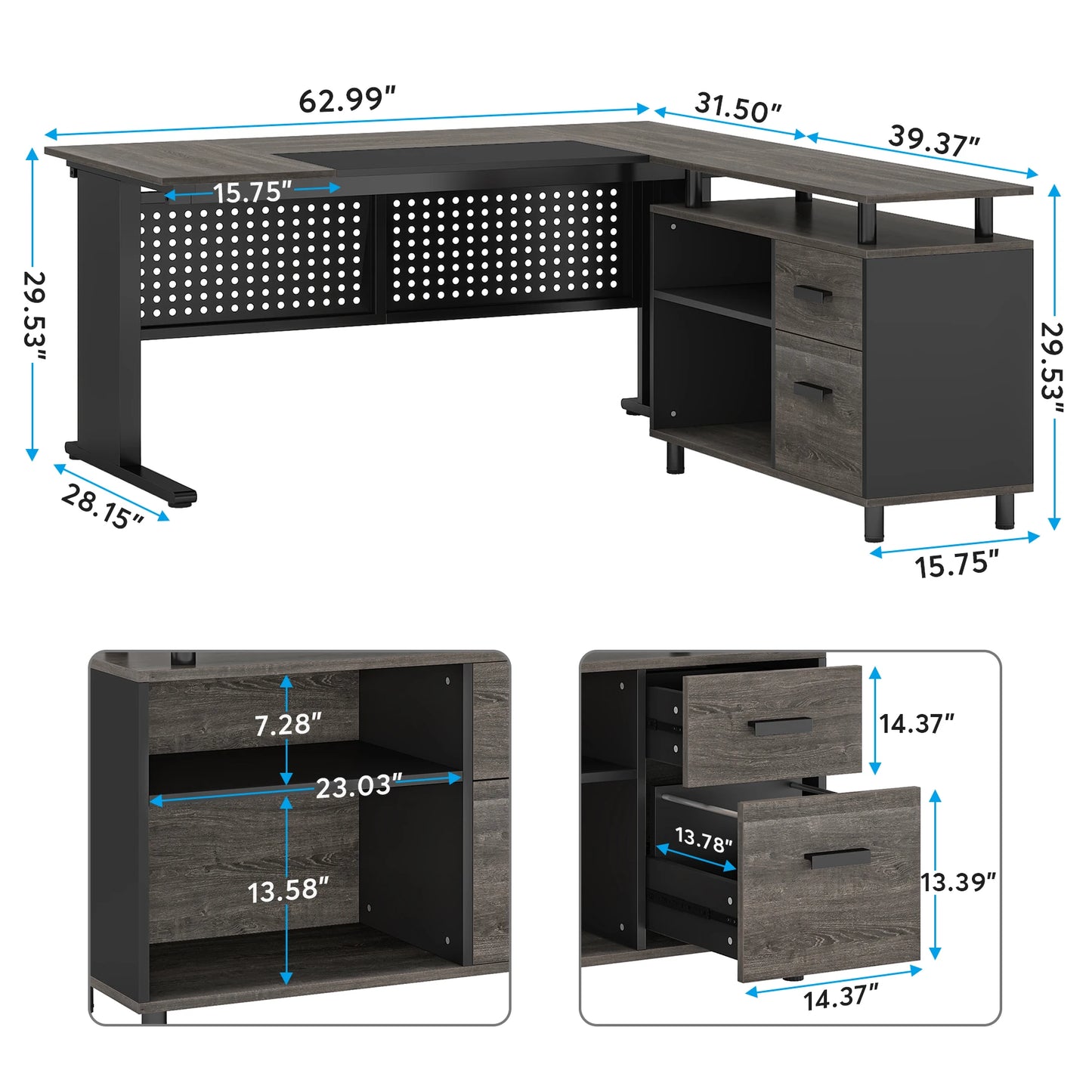 Tribesigns 63 Inch Executive Desk