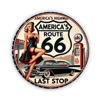 Route 66 Metal Sign Vintage