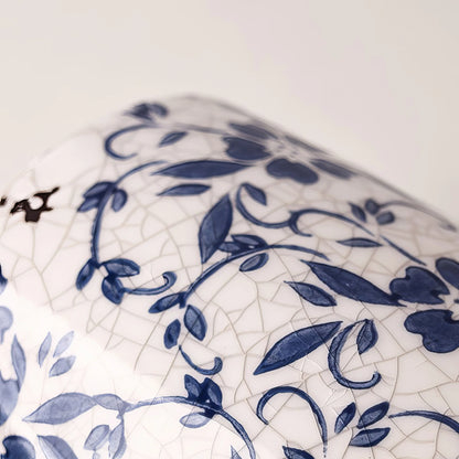 Vintage Ice Crackle Blue Flower Vase