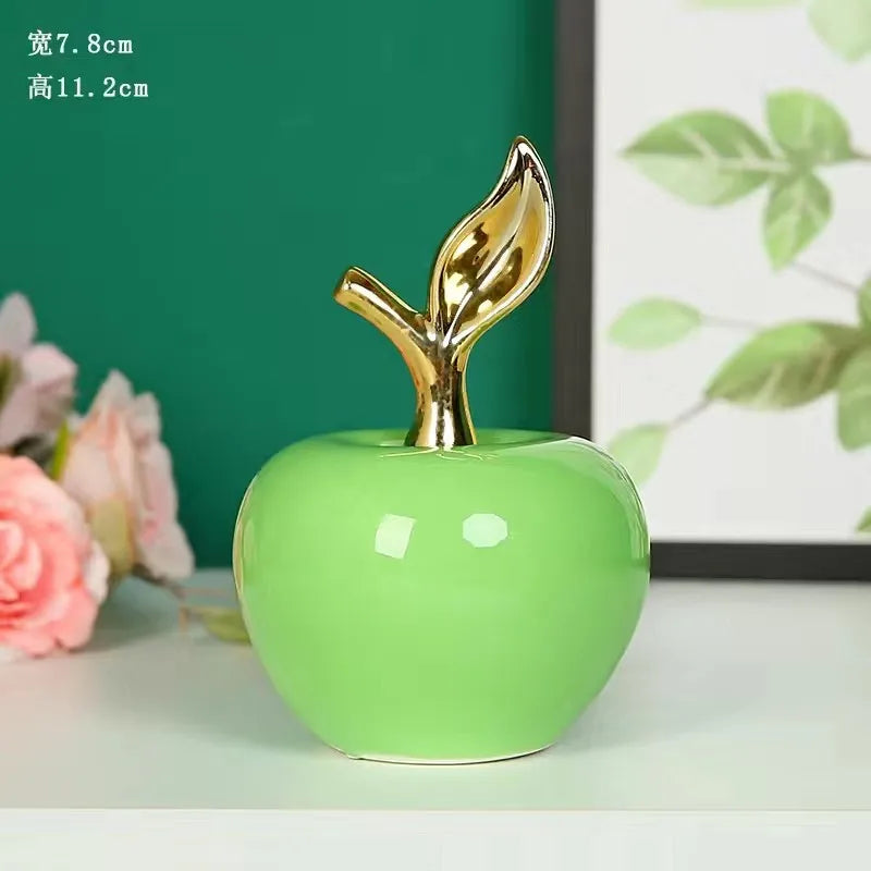 Creative Apple Decorative Items Gilded Ceramic Fruit Craft Living Room Office Desk Apple Sculpture Decorative Items Home Decor