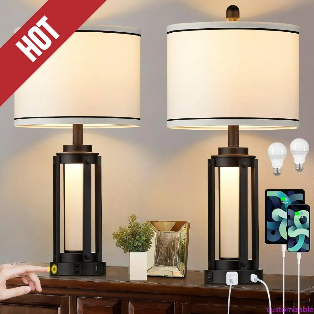 25" Modern Table Lamps Set Of 2