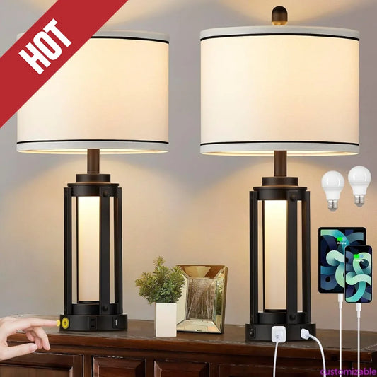25" Modern Table Lamps Set Of 2